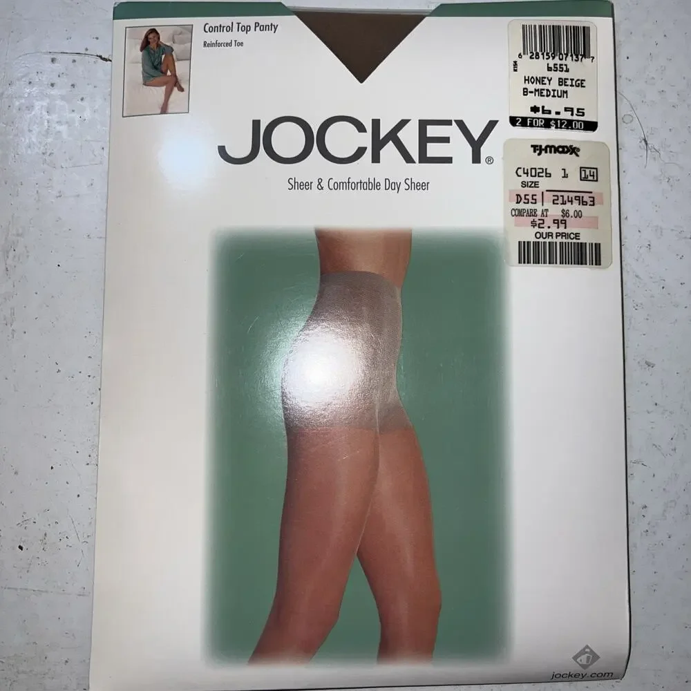 Vintage Jockey Pantyhose Control Top B Medium Sheer & Comfortable, Honey Beige